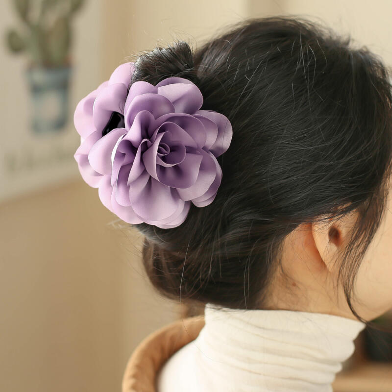 Chiffon Flower Hair Clip (Purple)