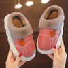 Children's cotton slippers PU leather waterproof soft bottom non-slip piled thickened parent-child adult couple home winter warm
