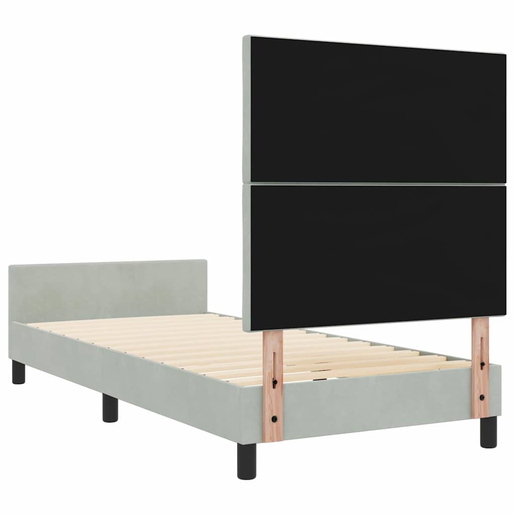 Boxspring Bed with Headboard Light Grey 100 x 200 cm Velvet