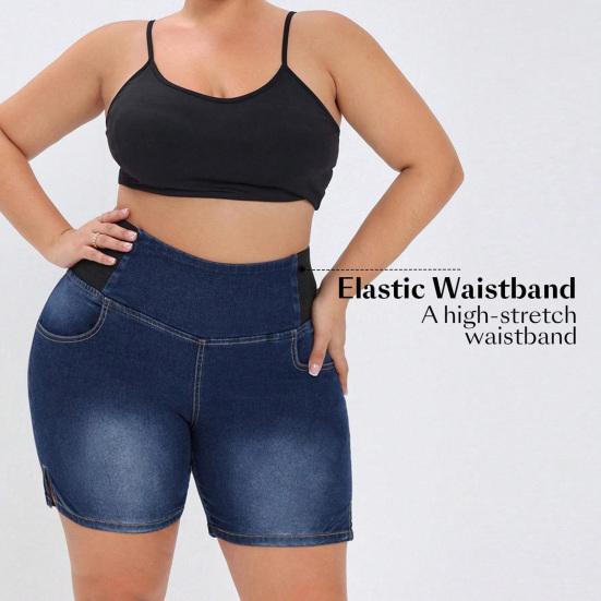 Women's Size Shorts Bermuda Jean Shorts Plus with Pockets Butt Lifting