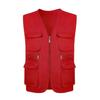 Men Waistcoat Multiple Pockets Cardigan Solid Color Breathable V Neck Working  Clothing Simple Style Sleeveless Slim Fit Men Vest for Work