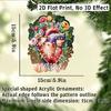 2D Flat Custom Name Irregular Acrylic Ornament,Floral Wrapped Heart Artwork Xmas Tree Hanging Pendant Holiday Gift