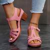 Women High Heels Sandals Light PU Leather Sandals Summer Open Toe Fish Mouth Sandal Fashion Thick Heels Women Platform Sandalias