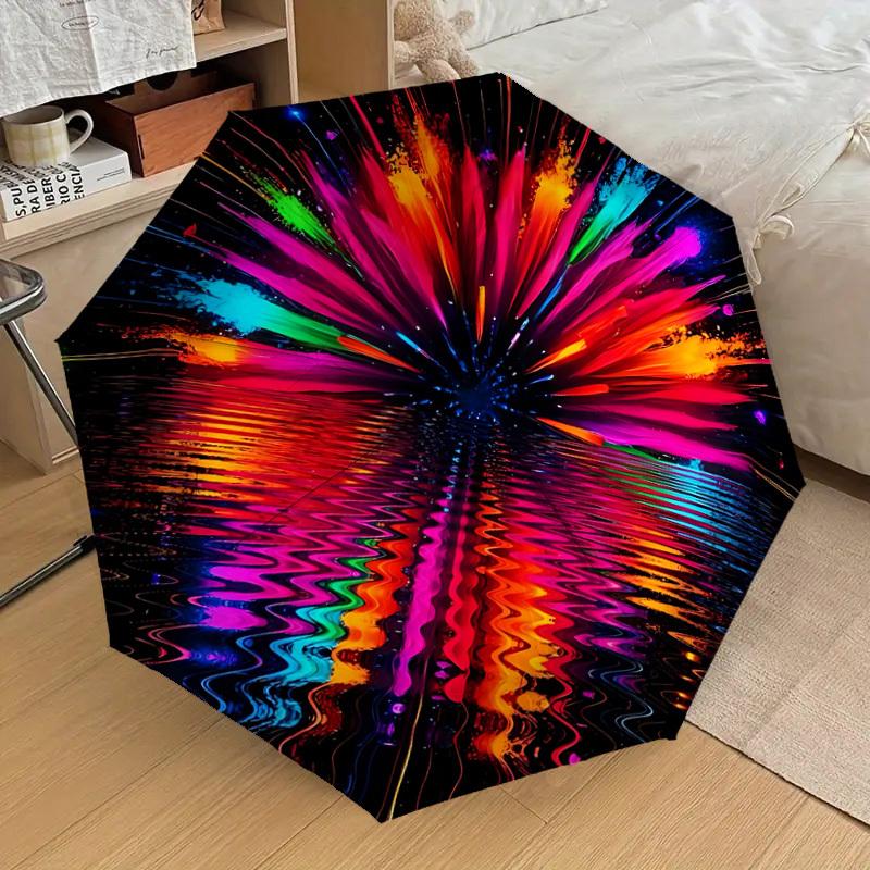 

1pc Colorful Burst Reflection Automatic Open/Close Umbrella, 8-Rib Sturdy Frame,Ideal Birthday/Gift for Men & Women, Outdoor Accessory yy251126050