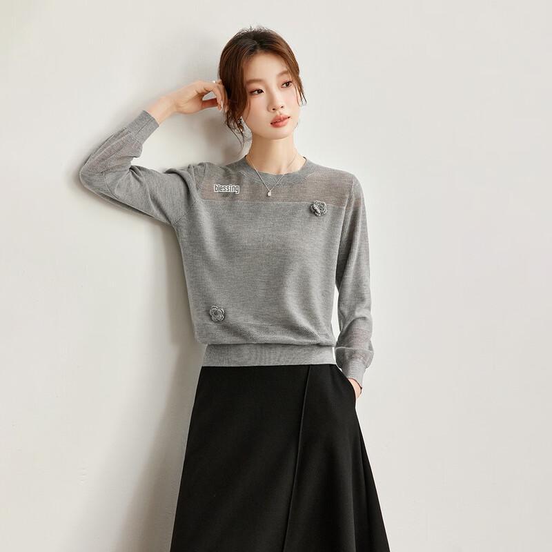 Women's Wool Blend Embroidered Knit Sweater