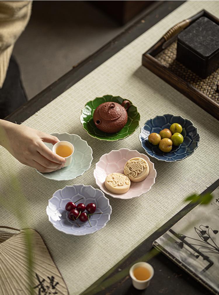 Ceramic High-Legged Tea & Pastry Plate - Exquisite Chinese Style for Engagements & Snacks
