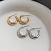 Heavy Industry Texturalism Plated 14K Versatile Light Luxury Earrings Fashion Commuter Glossy Round Earrings