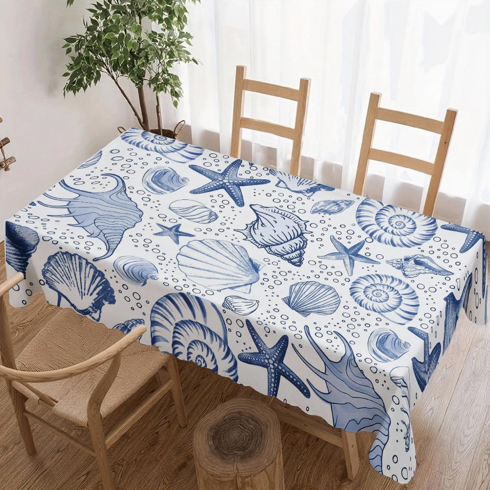 Schelp Zeester Rechthoekige Tafelkleed voor Tafeldecoratie Keuken Eetkamer Waterdicht Herbruikbare Tafelkleden voor Tafel Vakantiefeest 140x280cm