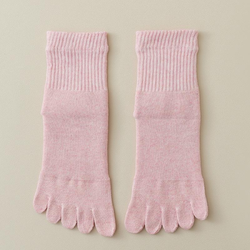 

Жіночі зимові махрові шкарпетки з п ятьма пальцями: Mid-Tube, товстий, теплий, плюс оксамит, дезодорант, бавовна, що вбирає піт, розділений носок. One Size рожевий