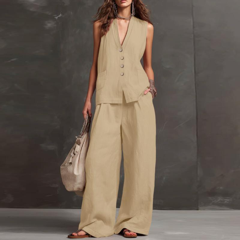 ZANZEA Women Sleeveless Vest Tops and Long Pants Casual Two Piece Suit Sets