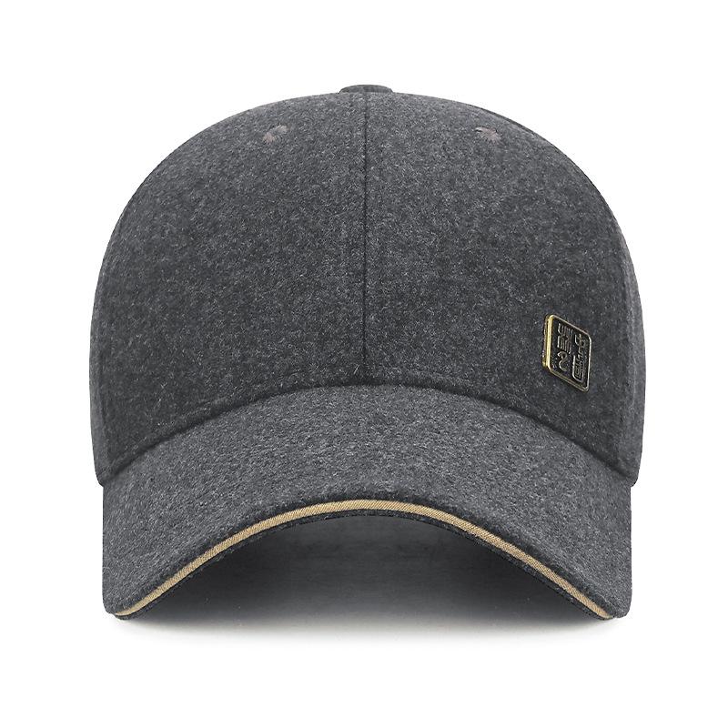 Autumn Winter Wool Warm Baseball Cap Men's Adjustable Cold-Proof Cap