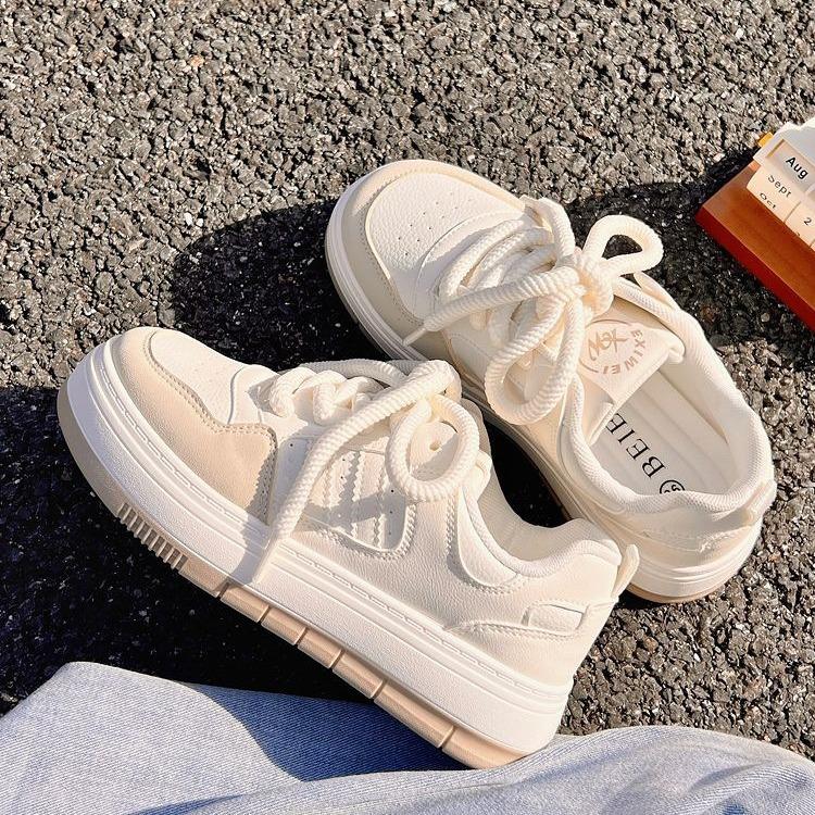 Women's White Shoes with Skirt Spring and Autumn Sneakers Chic Trendy All-Match Niche Platform Sneakers