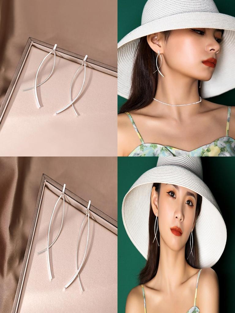 Stylish Crossed Line Earrings Japanese Ol Style Sweet And Charming Personalized