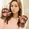 Unisex Cartoon Cat Claw Fingerless Winter Gloves – Cute, Thick Bear Paw Plush for Warmth