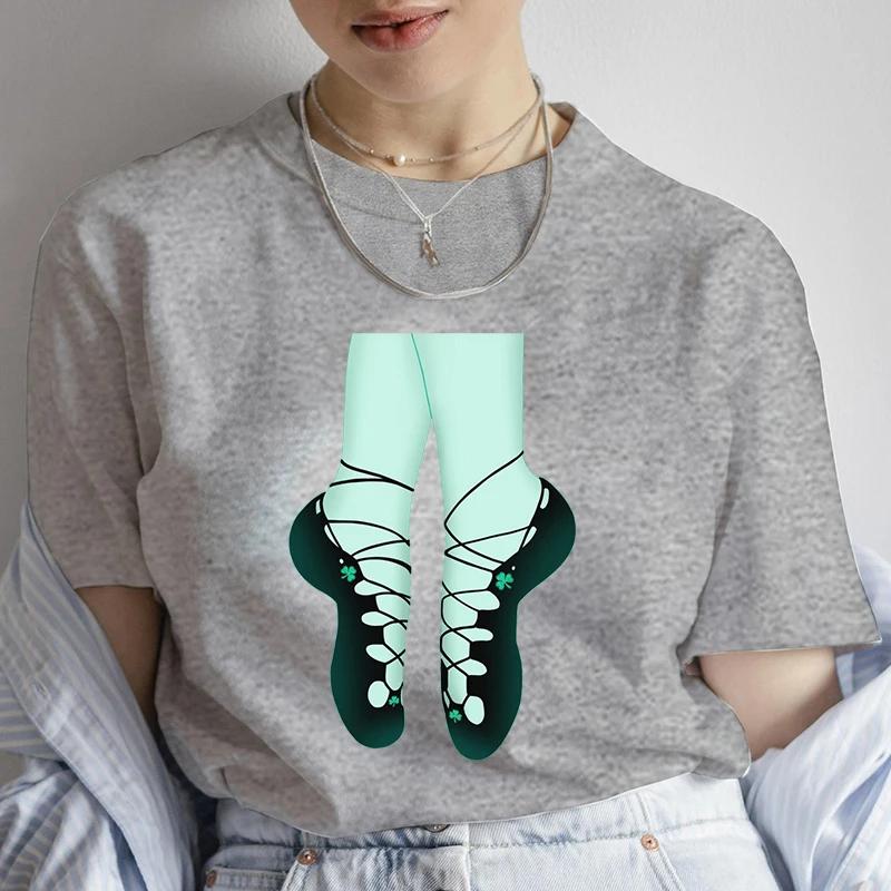 St Patricks Day Irish Soft Dance Shoes Graphic TShirt Unisex Short Sleeve Fashion Tops Female Shirts Tshirts Casual Streetwear