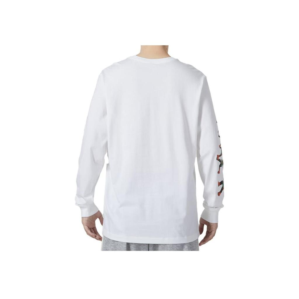 Jordan Gradient Print Breathable Crew Neck Long Sleeve T-Shirt In American Retro Style Men Tops White FB7456-100