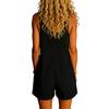 Women’s Sleeveless Linen Button Down Romper with Front Pockets Casual Loose Fit Summer Playsuit Jumpsuit for Daily Wear