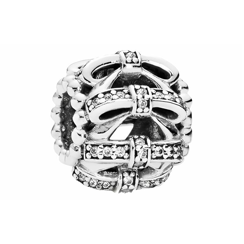 Pandora Hollow Bow Jewelry Accessories Women s Silver 791779CZ серебряный