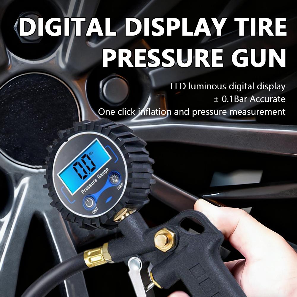 Car Tire Inflator Gun Multifunctional Tire Air Pressure Bicycle Tester Auto Inflator Monitoring Tools Motorcycle Gauge Pump I6K2