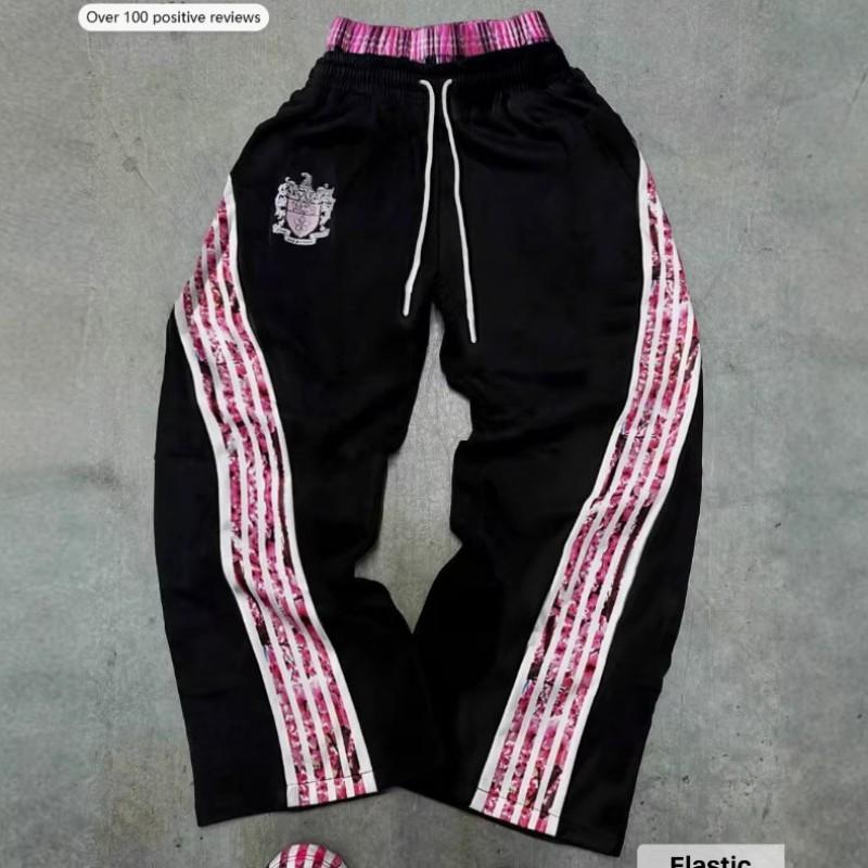 Pantalon de survêtement à rayures rétro avec badge imprimé lettre pour homme - Coupe ample droite - Streetwear - Pantalon décontracté