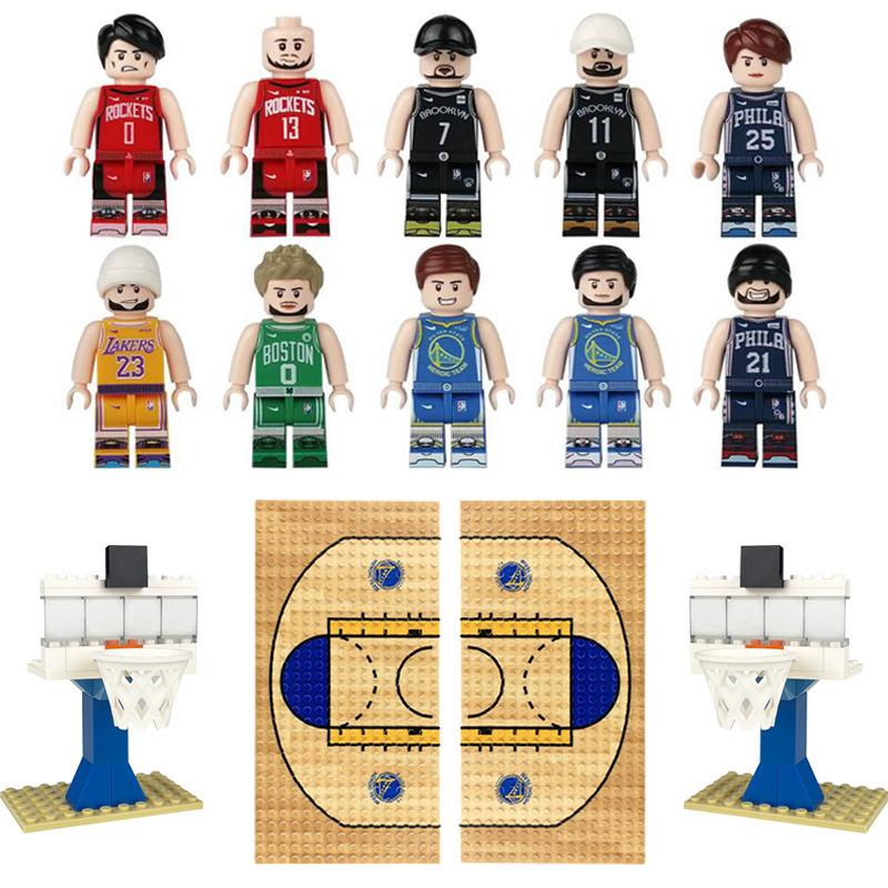 Set da Pallacanestro Blocchi da Costruzione Canestro da Pallacanestro Base per Campo da Pallacanestro Giocattolo a Particelle Piccole Sacchetto