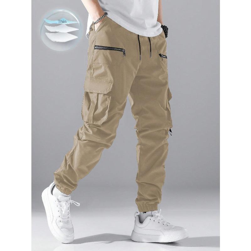 Autumn New Tied Tote Overalls Men's Trend Versatile Outdoor Multi-bag Pants Men's Summer Thin Casual Sweatpants