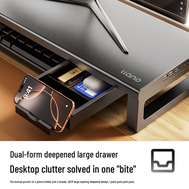 llano ZG006 Pro Multi-functional Monitor Riser with USB Hub