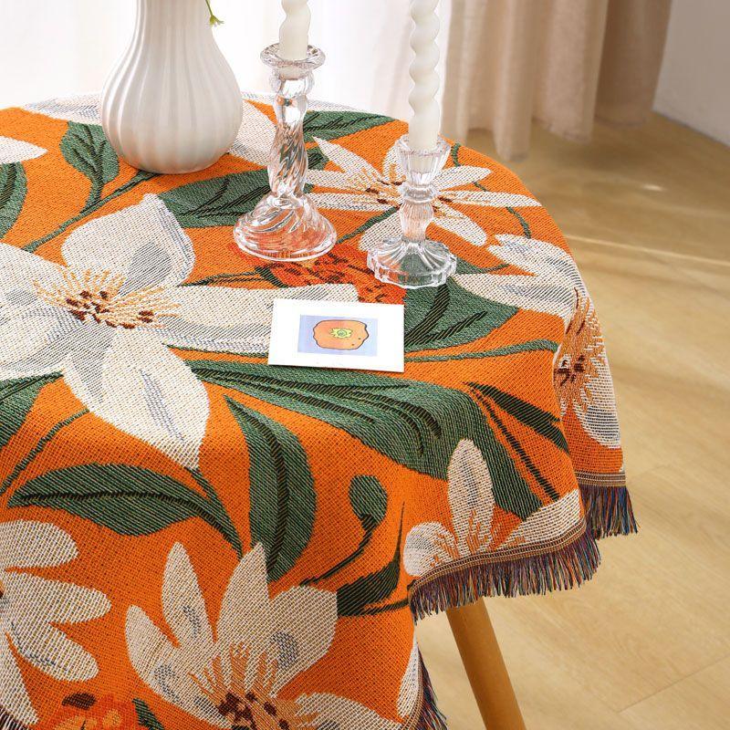 Tulip Single Sofa Throw, Two-Seater Sofa Cover, Small Round Tablecloth, Vintage Coffee Table Cover, Bedspread