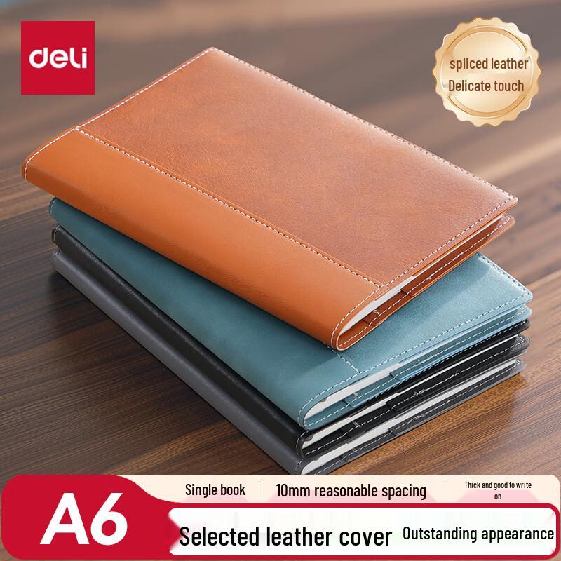 Deli A6 Stitched Leatherette Notebook