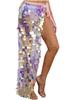 Womens Sparkly Sequin Hip Skirt Belly Dance Costume Lace Up Mermaid Scarf Wrap Halloween Festival Wear