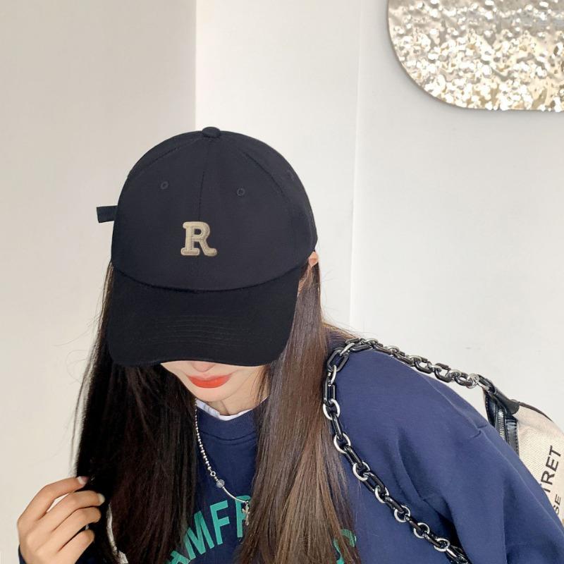 New R letter color baseball cap women's summer soft top sunshade cap student couple sun hat
