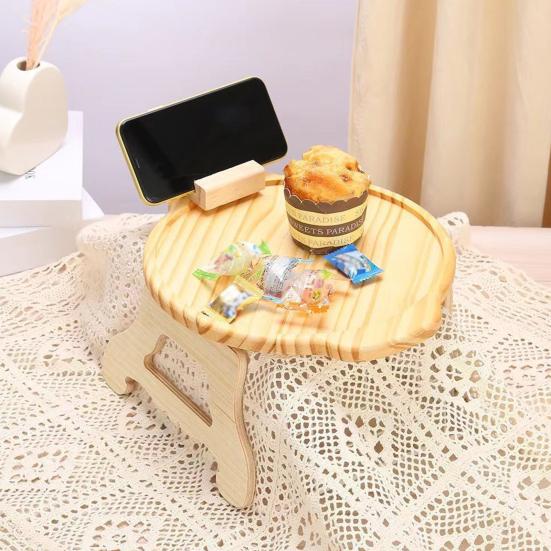 Vassoio per bracciolo per divano, con clip sul braccio, pieghevole, con supporto per telefono girevole a 360° e tavolo stabile per mangiare e bere, nero