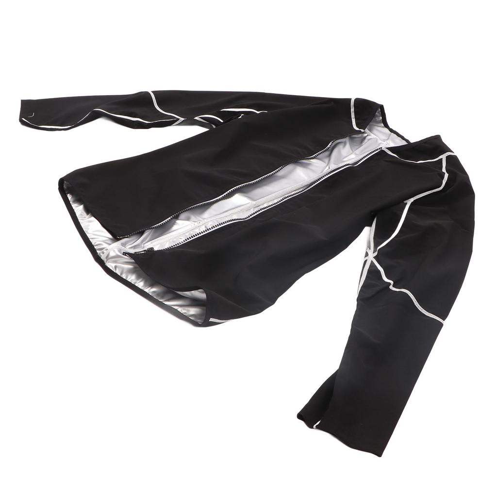 Sauna Jacket Zipper Body Shaping Rapid Thermal Cycling Elastic Sweat Sauna Jacket for Exercising Silver Inner with Long
