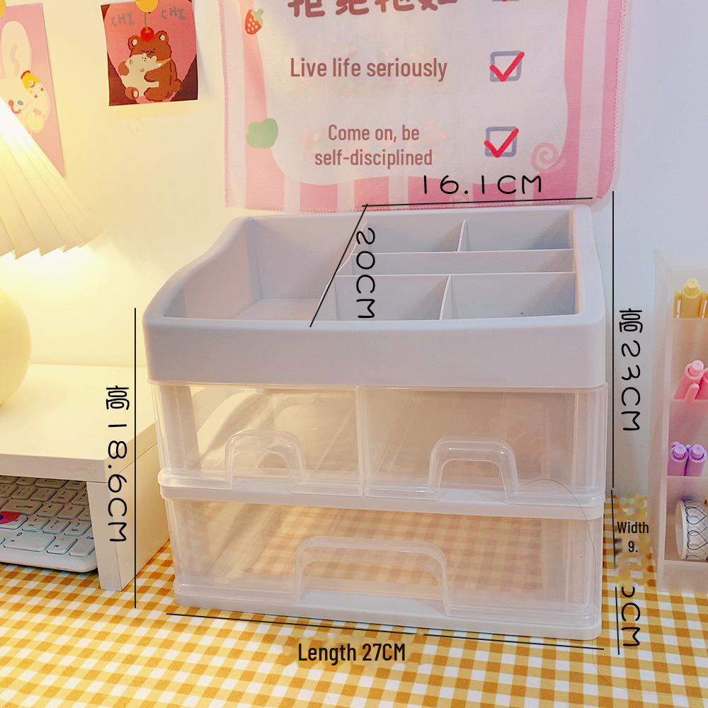 Girly Heart Plastic Desktop Drawer: Dustproof Storage for Stationery & Cosmetics