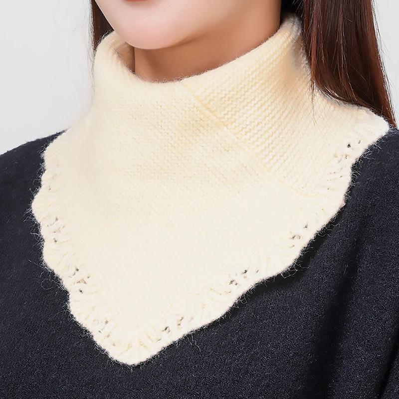 Thick Winter Warm Ring Scarf Women Solid Knitted Striped Collor Neckerchief Outdoor Ski Full Mask Woolen Yarn Bufanda Muffler