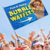 1 Werbeflagge für Bubble Waffel Shop, Geeignet für Schaufenster und Außenstände, Großformatiges Werbebanner, Einseitiger Druck