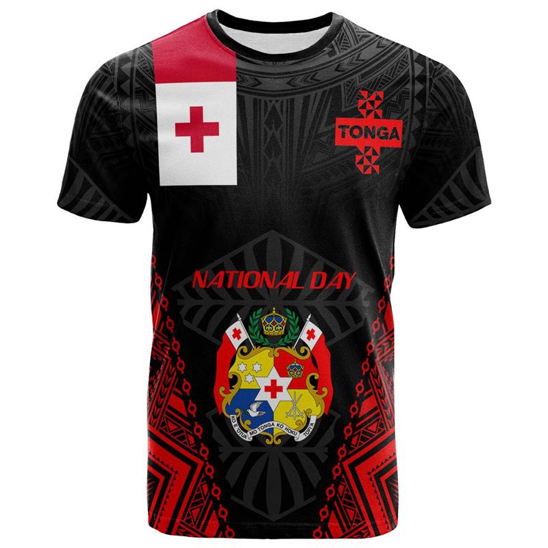 T-shirt da uomo con grafica della bandiera di Tonga, T-shirt oversize stampate in 3D per uomo donna, Top alla moda a maniche corte, Sportswear Streetwear