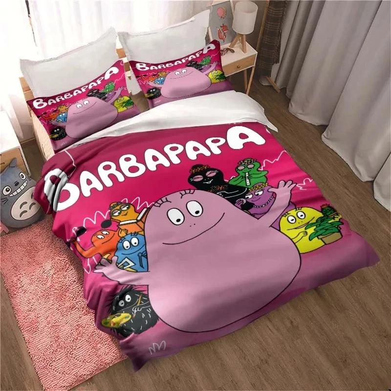 Les Barbapapa Family Cartoon 3 Piece Bedding Set Twin Duvet Cover Set All Season Quilt Cover  Bedding Set Twin Single Boys