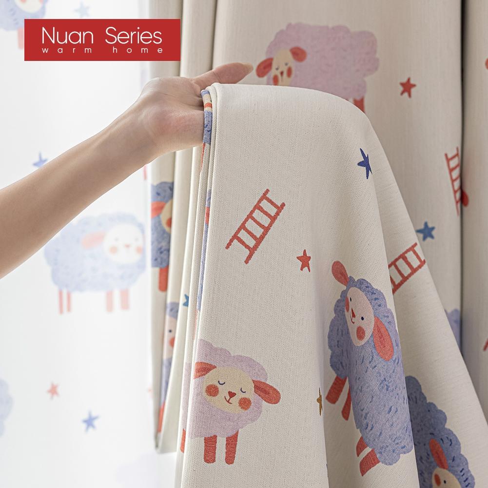 1PC Nuan Series 90% Blackout Curtains Cute Lamb Print Children's Curtains Thick Curtains for Bedroom Living Room Window for Home Decor