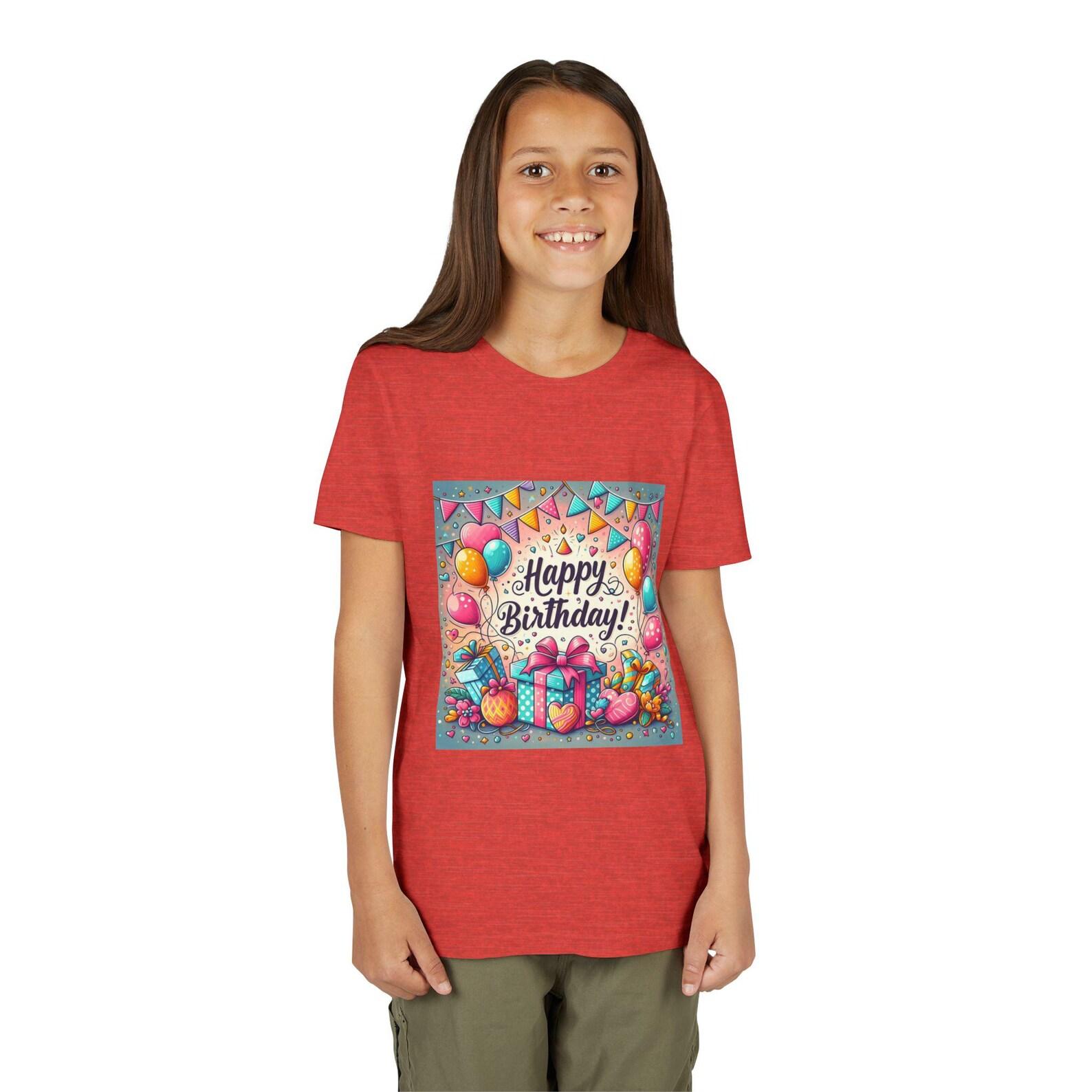 Happy Birthday Balloons and Gifts Youth Tee | Colorful Party Graphic 160
