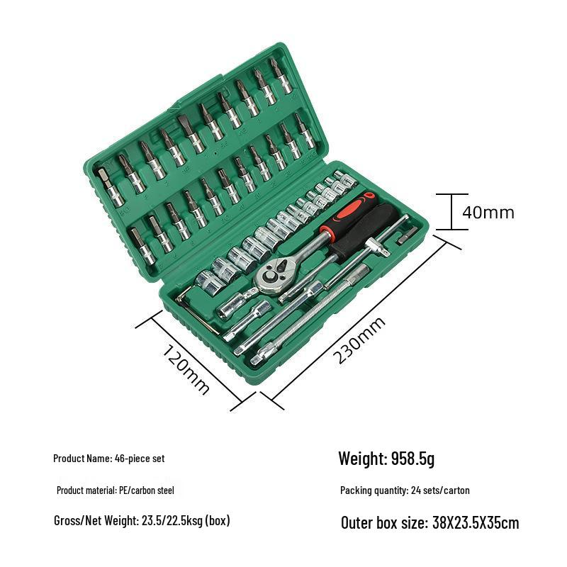 46-Piece Auto Repair Ratchet & Socket Wrench Set for Car & Home Use