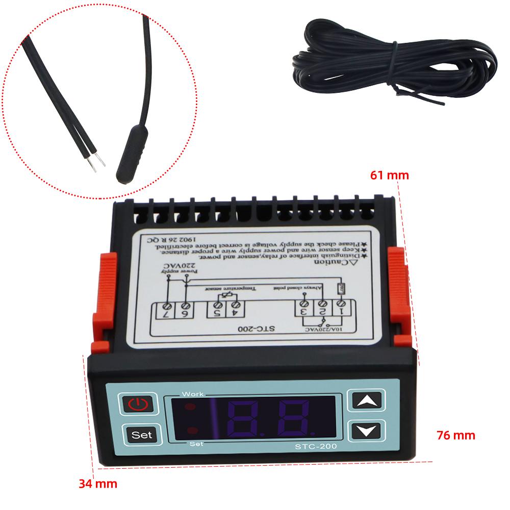 STC-200 Mini Temperature Controller AC220V Microcomputer Digital Thermostat Heating Cooling Controller Temp Measurement