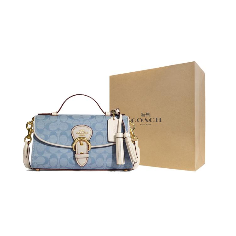 New COACH Kleo Canvas With Leather And Smooth Leather Shoulder Bag Crossbody Bag Handbag Women's Blue Monogram C8513-IMUDY
