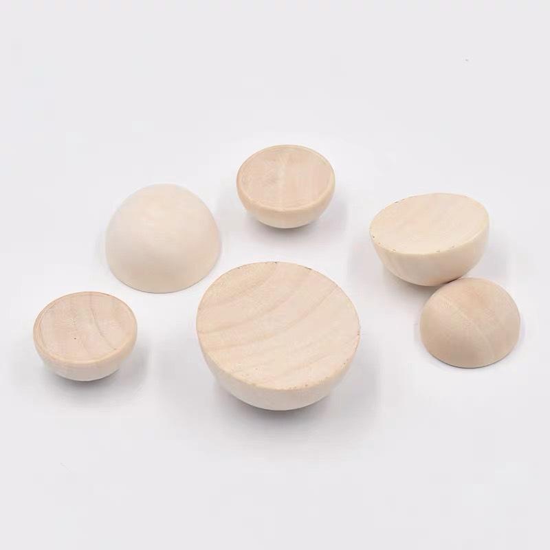 Natural Wood Semi-Circular Beads: DIY Hole-Free Lotus Wood, 15-50mm
