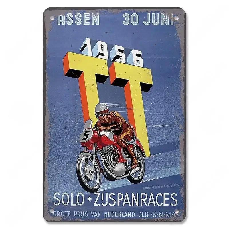 Vintage Metal Sign Motorcycle Poster Decor TT Racing Metal Tin Plate Living Room Wall Garage People's Cave Restaurant Art Decor