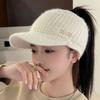 Women S Warm Ponytail Open Top Knit Hat Autumn Winter Versatile