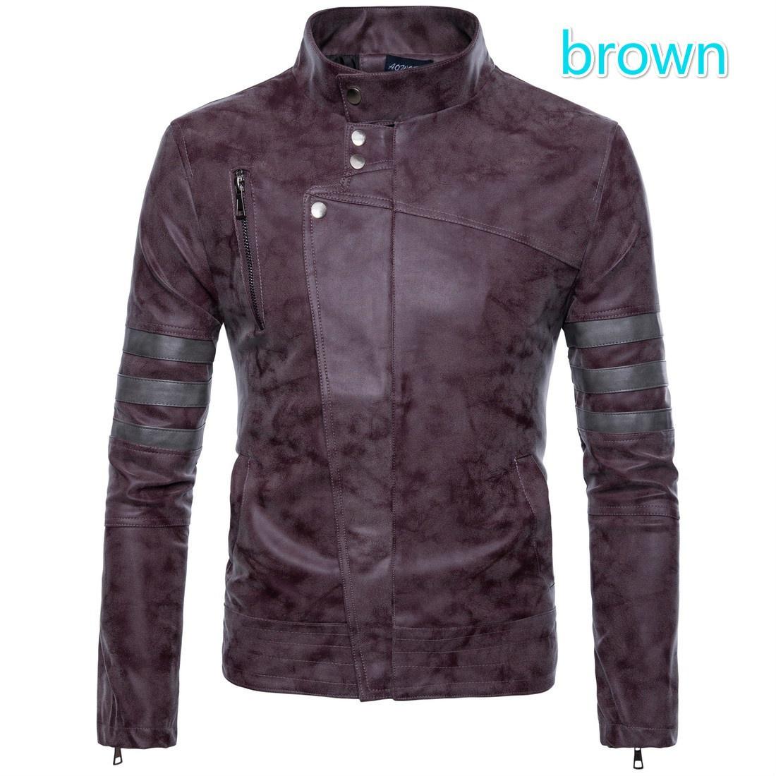 

Весенне-осенняя мужская байкерская куртка из матовой искусственной кожи с нестандартной молнией XXXXL коричневый