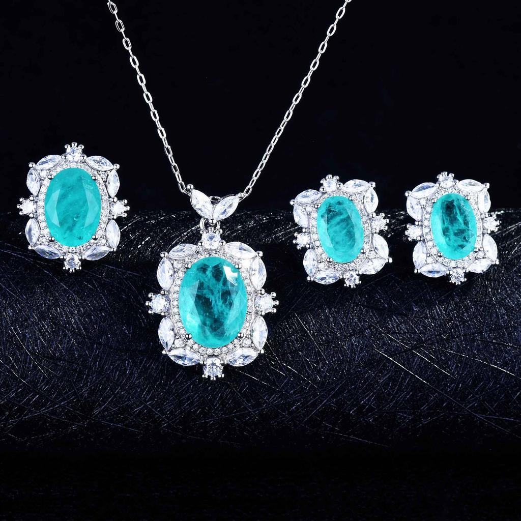 High-End Design Luxury Paraiba Pendant, Exaggerated Large Diamond High Carbon Diamond Necklace For Women