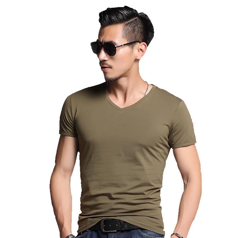 Mens Summer Casual Fashion V-neck T-shirt In Premium Quality Solid Colors