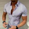 Camisa polo xadrez masculina de verão, camisa casual de manga curta tamanho grande para camisas masculinas, branco e preto
